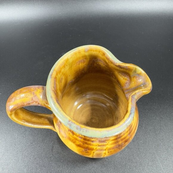 Vintage Hand Made Pottery Stoneware Small Pitcher Carafe Creamer Artist Signed - Picture 7 of 11